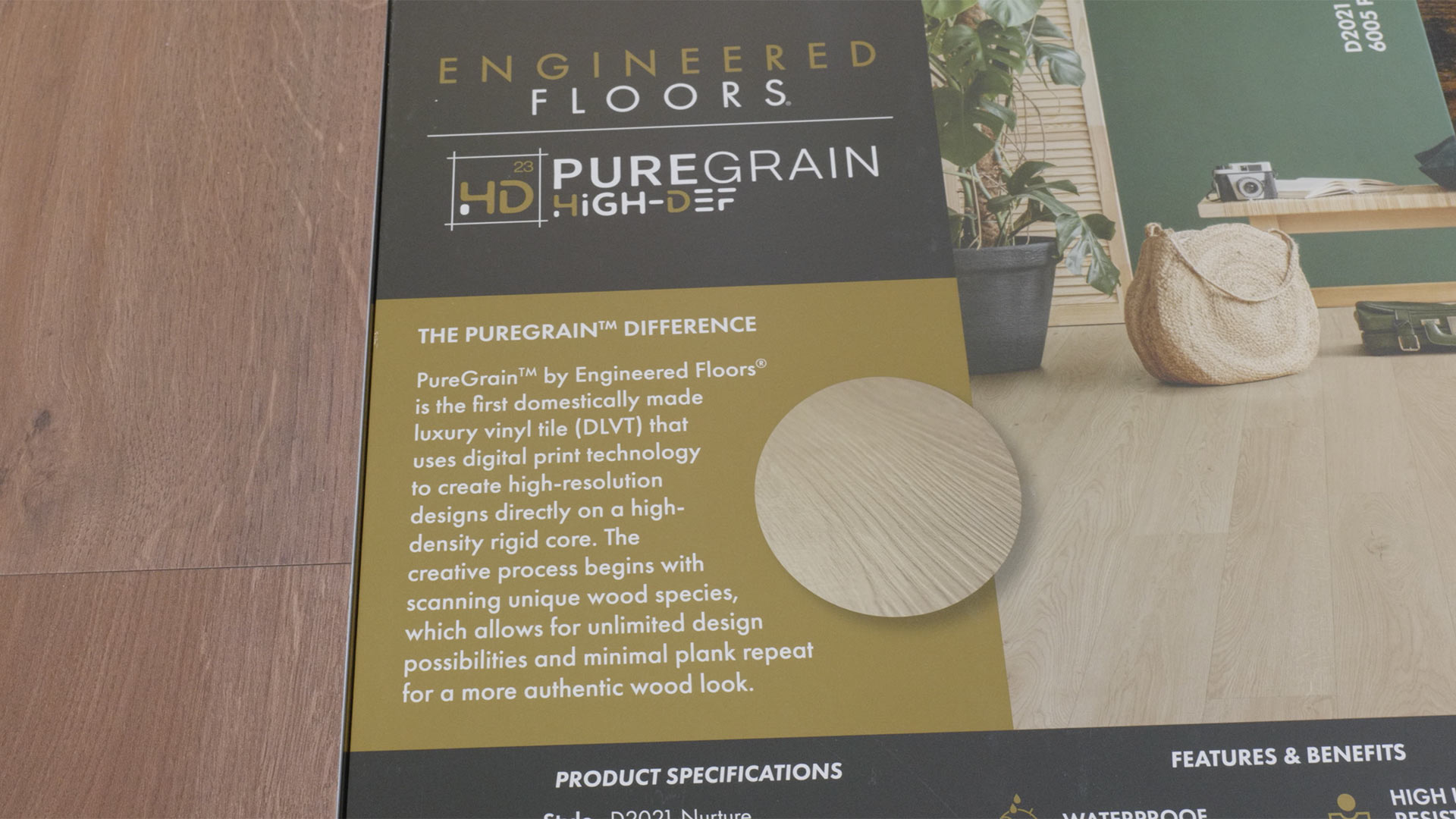 PureGrain Luxury Vinyl back of flooring sample