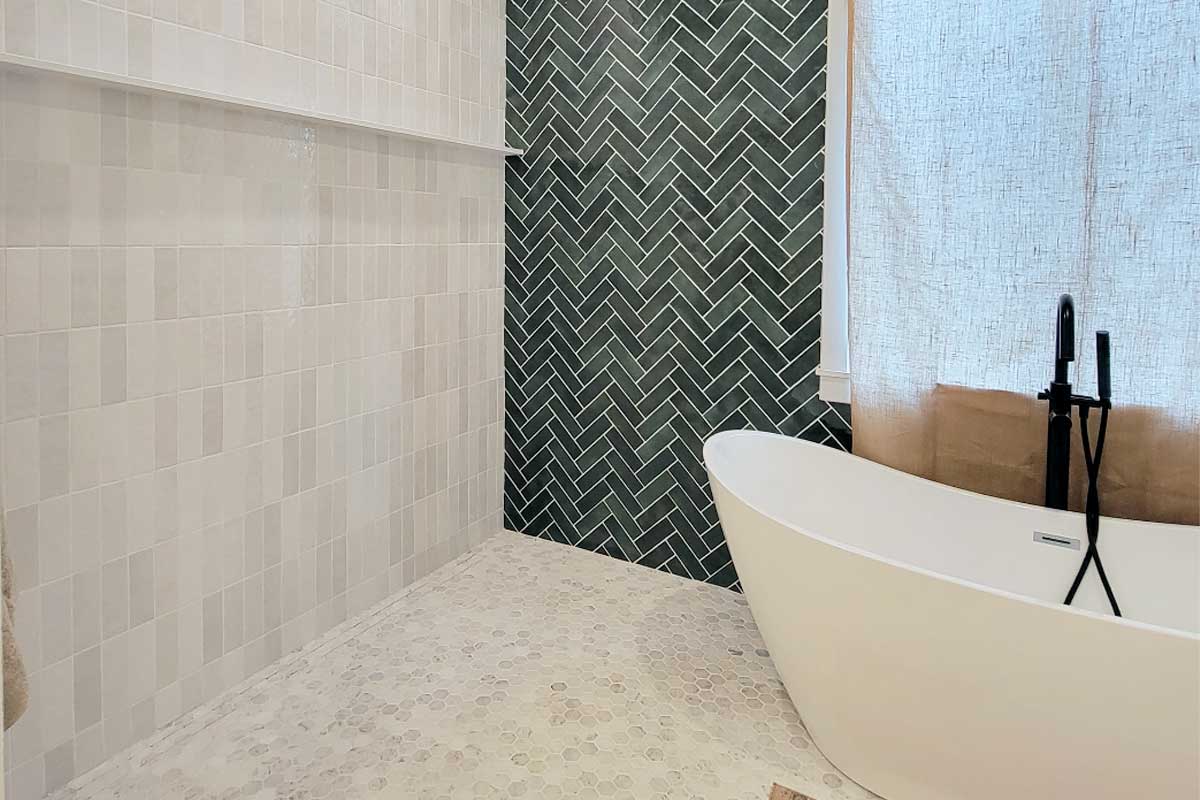 Clean timeless tile in a neutral interior